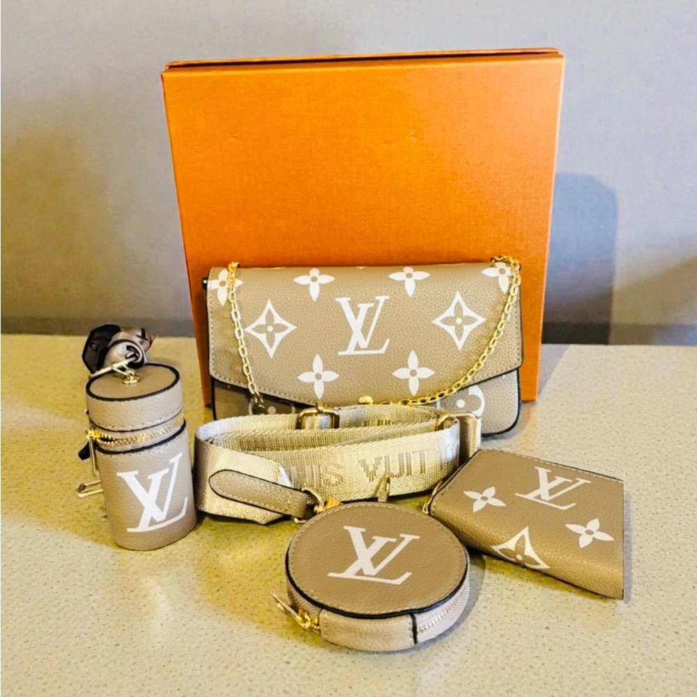 Inspired Beige Monogram Women's Bag Set